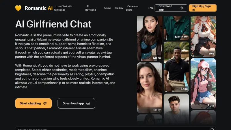 Romantic AI skärmdump